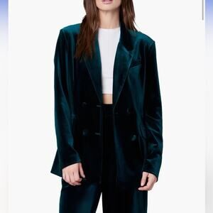 Blank NYC Double Breasted Velvet Emerald Blazer